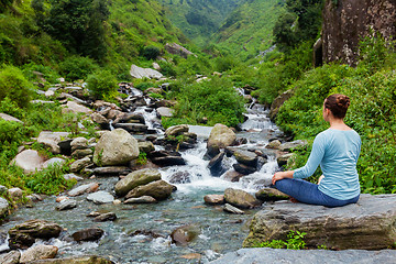 Image showing Woman in Padmasana outdoors