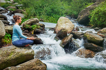 Image showing Woman in Padmasana outdoors