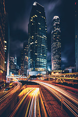 Image showing Street traffic in Hong Kong at night