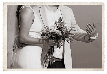 Image showing Vintage photo with newlywed