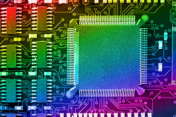 Image showing PCB Printed Circuit Board with many electrical components