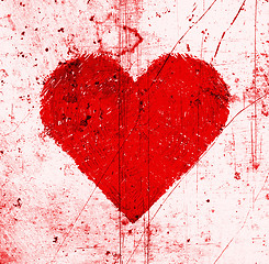 Image showing Background with bright red heart and scratches pattern