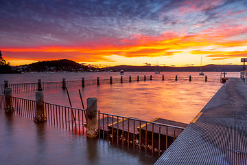 Image showing Sunset tranquility at Yattalunga estuarine waters