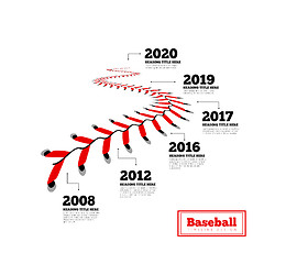 Image showing Timeline infographics for baseball. Milestones of development. Lace from a baseball on a white background