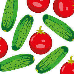 Image showing Ripe vegetables tomatoes and cucumber decorative pattern