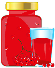 Image showing Bank and glass with berry compote.Vector illustration