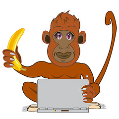 Image showing Ape with banana in hand for computer