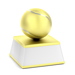 Image showing Golden trophy with tennis ball