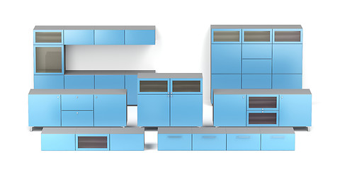 Image showing Set of different wood cabinets