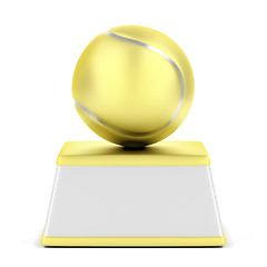 Image showing Gold tennis ball trophy