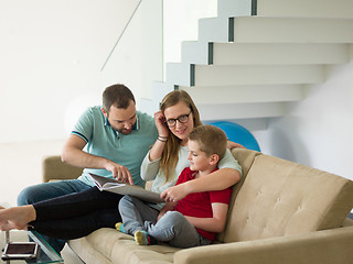 Image showing family with little boy enjoys in the modern living room