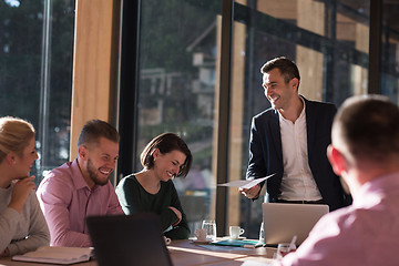 Image showing Business Team At A Meeting at modern office building