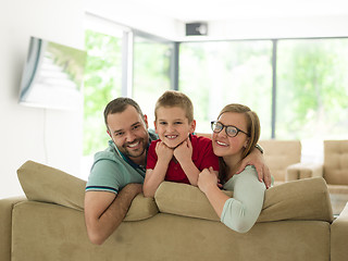 Image showing family with little boy enjoys in the modern living room