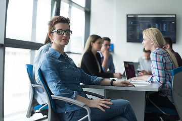 Image showing Business Team At A Meeting at modern office building