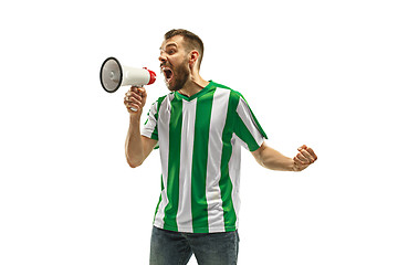 Image showing Irish fan celebrating on white background