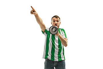 Image showing Irish fan celebrating on white background