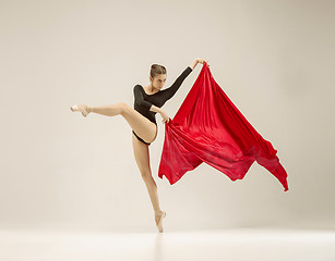 Image showing Modern ballet dancer dancing in full body on white studio background.