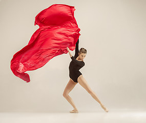 Image showing Modern ballet dancer dancing in full body on white studio background.