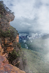 Image showing Fog and mist in cliffs of Blue Mountains