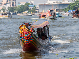 Image showing Ferry traffic on the Chao Praya River in Bangkok