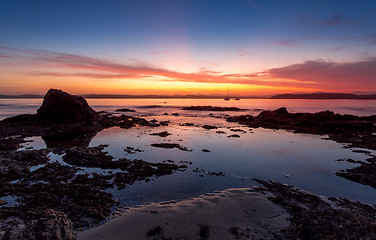 Image showing Sunset Batemans Bay Australia with yachts