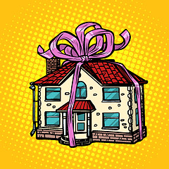 Image showing house gift, real estate. in the festive tape