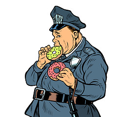 Image showing cop eats donut. isolate on white background