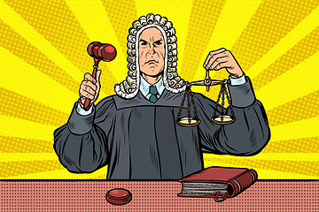 Image showing judge with a hammer. scales of justice