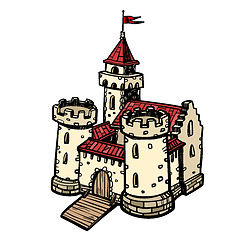 Image showing medieval castle, fairy kingdom. isolate on white background