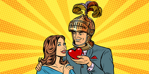 Image showing woman and man knight heart love
