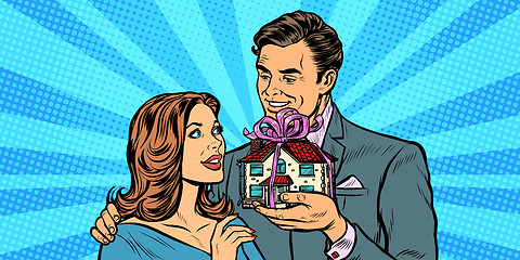 Image showing Husband and wife. House as a gift