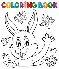 Image showing Coloring book lurking Easter bunny