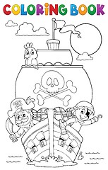 Image showing Coloring book vessel with pirates