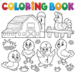 Image showing Coloring book chickens and hen theme 2