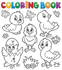 Image showing Coloring book cute chickens topic set 1