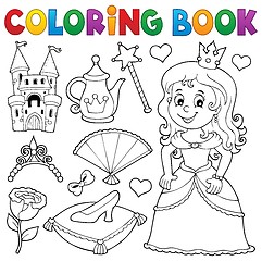 Image showing Coloring book princess topic set 1