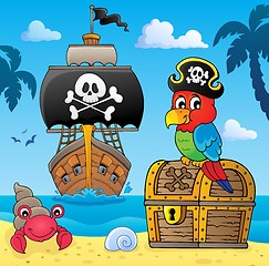 Image showing Pirate parrot on treasure chest topic 4