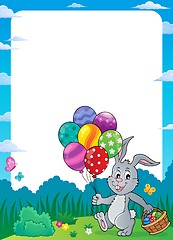 Image showing Easter bunny with balloons theme frame 1