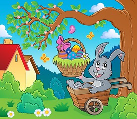 Image showing Easter bunny in wheelbarrow image 3