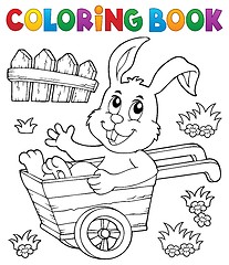 Image showing Coloring book bunny in wheelbarrow 1