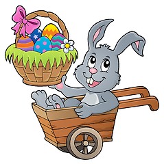 Image showing Easter bunny in wheelbarrow image 2