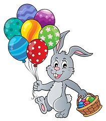 Image showing Easter bunny with balloons image 1