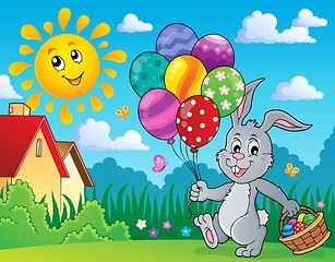 Image showing Easter bunny with balloons image 3