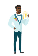 Image showing Groom drinking beer vector illustration.