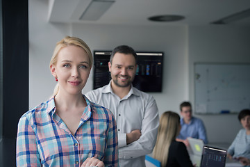 Image showing Business People Working With Tablet in startup office