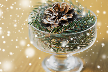 Image showing close up of christmas decoration of fir and cone