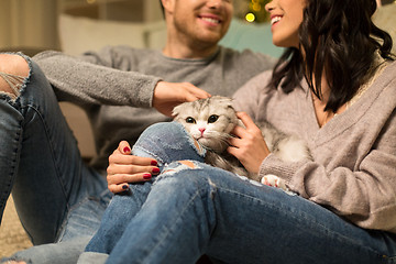 Image showing close up of couple with scottish fold cat