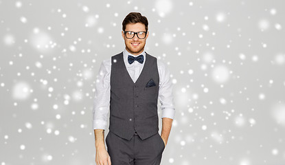 Image showing happy man in festive suit and eyeglasses