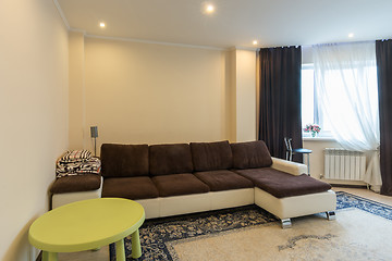 Image showing Living room interior with large sofa