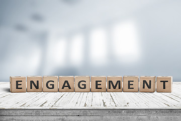 Image showing Engagment sign made of wooden blocks